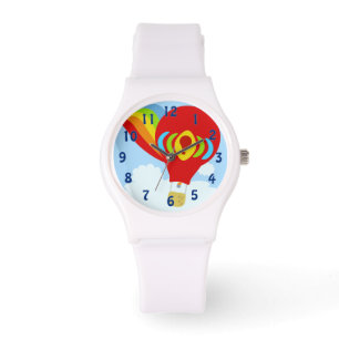 Rolig röd varmluftsballongserie-design armbandsur