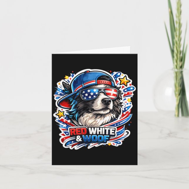 Rolig röd vit och voff border collie hund kort (Framsida)