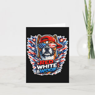 Rolig röd vit och vov boxerhund patriotisk usa kort