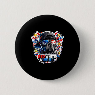 Rolig röd vit och vov cane corso hund patriotisk knapp