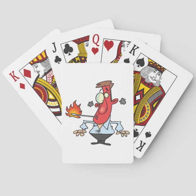 Rolig rödansiktsman med febertermometer casinokort (Baksidan)