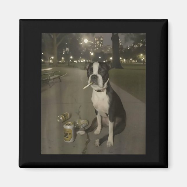Rolig Rökande Hund Meme Cigarett Gen Z Meme Hund Ä Magnet (Framsidan)