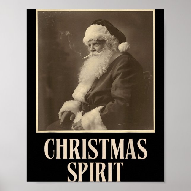 Rolig rökande jultomte jul Srit Vintage  Poster (Framsidan)