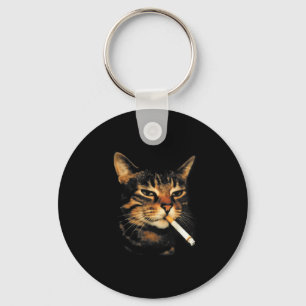 Rolig Rökande Katt Cigarett Kattunge Meme Dum Hjär Nyckelring