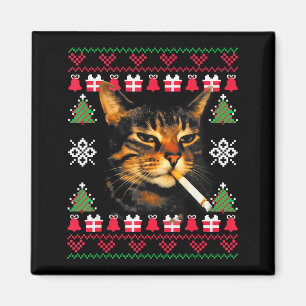 Rolig Rökande Katt Meme Fula Jultröjor För Magnet