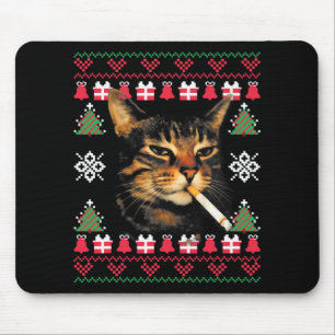Rolig Rökande Katt Meme Fula Jultröjor För  Musmatta