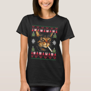 Rolig Rökande Katt Meme Fult Julsvettar För  T Shirt