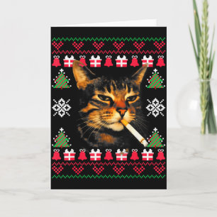 Rolig Rökande Katt Meme Fult Jultröja För Kort