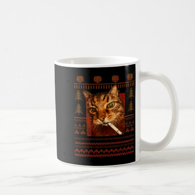 Rolig Rökande Katt Meme Jul Ful För Män Kvinnor Kaffemugg (Höger)