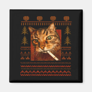 Rolig Rökande Katt Meme Jul Ful För Män Kvinnor Magnet