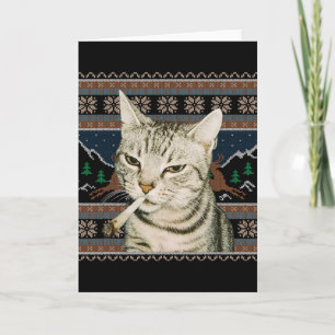 Rolig Rökande Katt Meme Jul Fula Tröja Katt Kort