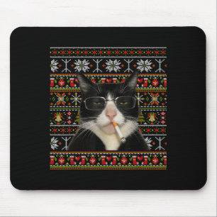 Rolig Rökande Katt Meme Jul Fula Tröja Katt Musmatta