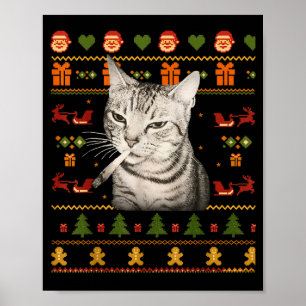 Rolig Rökande Katt Meme Jul Fula Tröjor För Poster