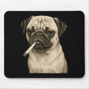 Rolig Rökande Pug Hund Cigaret Gen Z Meme Grafik Musmatta
