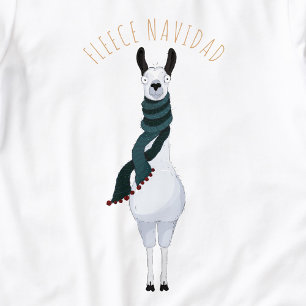 Rolig Rolig 'Fleece Navidad' Llama Puns Cartoon T Shirt