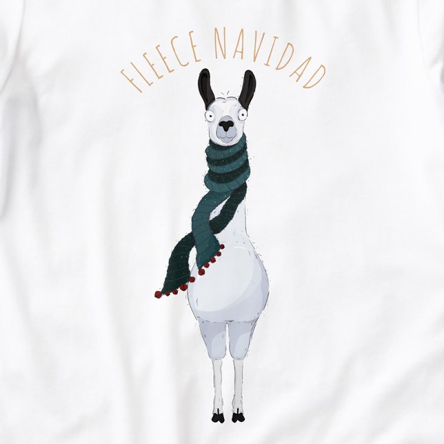 Rolig Rolig 'Fleece Navidad' Llama Puns Cartoon T Shirt (Skapare uppladdad)