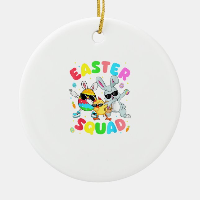 Rolig Rolig Kanin Ägg Chick Påsk Squad Dag Män Julgransprydnad Keramik (Framsidan)