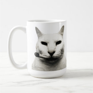 Rolig rolig katt meme rökande katt cigarett kaffemugg