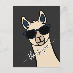 Rolig rolig lama med solglasögon Alpaca Tack Vykort