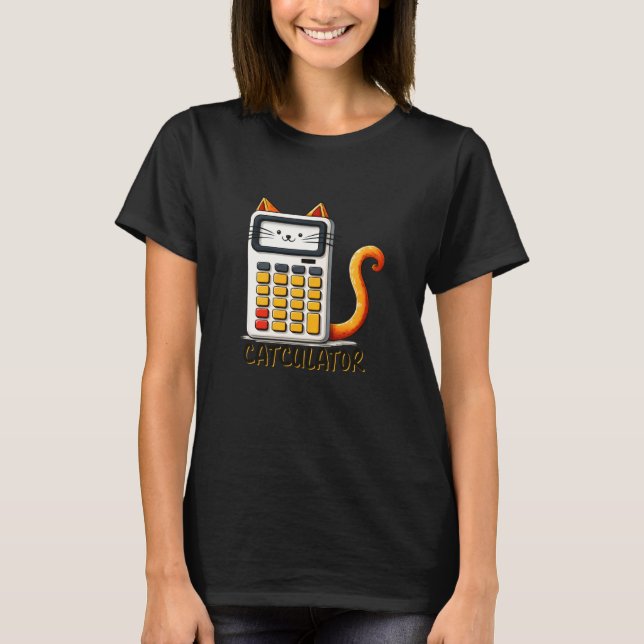 Rolig Rolig Pappaskämt Design Kattkalkylator T Shirt (Framsida)
