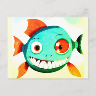 Rolig rolig tecknad fisk vykort