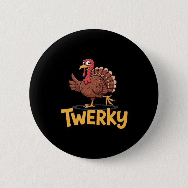 Rolig rolig Thanksgiving Dansar Kalkon Puns  Knapp (Framsida)