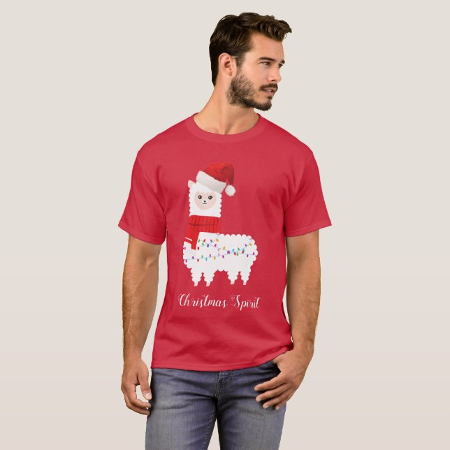 Rolig roligt för ande för LlamajulAlpaca T Shirt (Hel framsida)