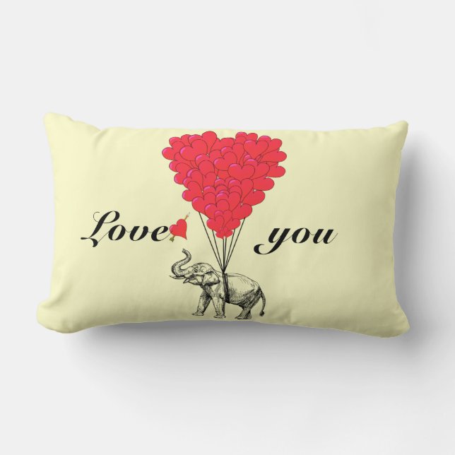 Rolig romantisk elefantvalentines lumbarkudde (Framsida)