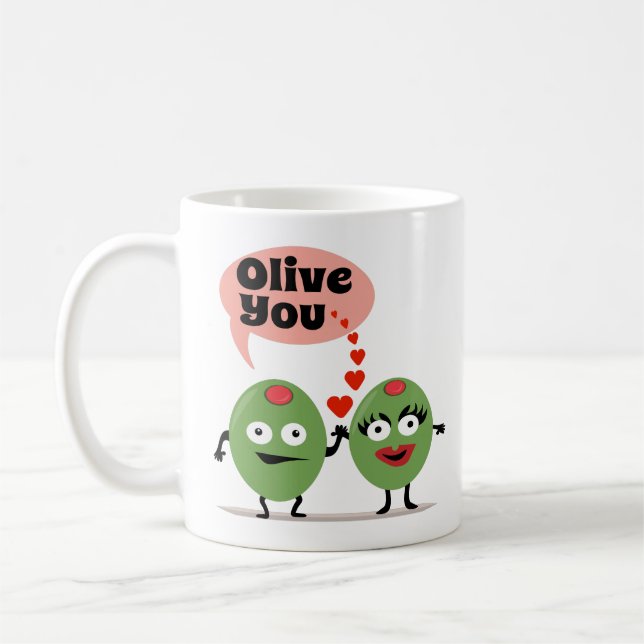 Rolig romantisk kaffemugg - oliv dig (Vänster)