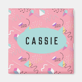 Rolig rosa 1990-tals retro-grafik magnet