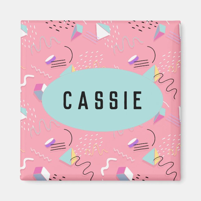 Rolig rosa 1990-tals retro-grafik magnet (Framsidan)