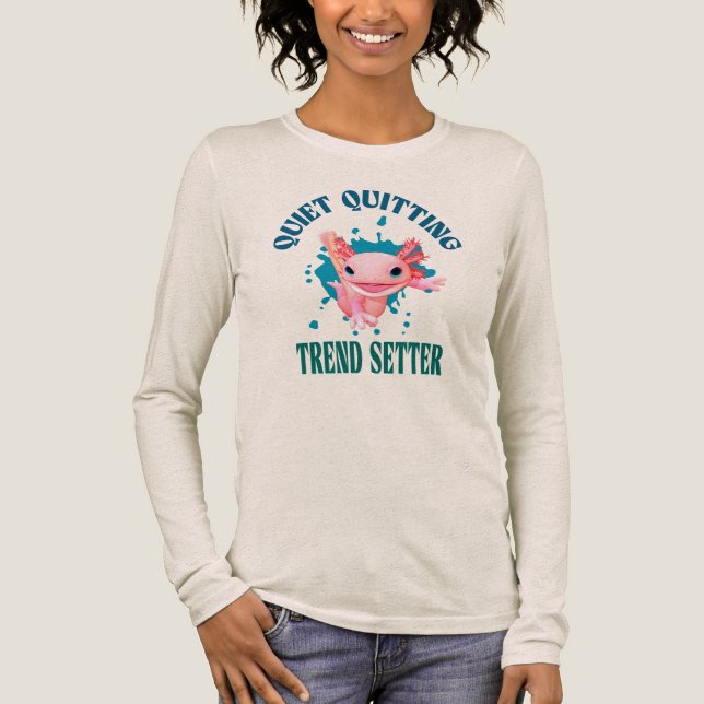 Rolig Rosa Axolotl Tyst Avhoppstrend Setter T Shirt (Framsida)