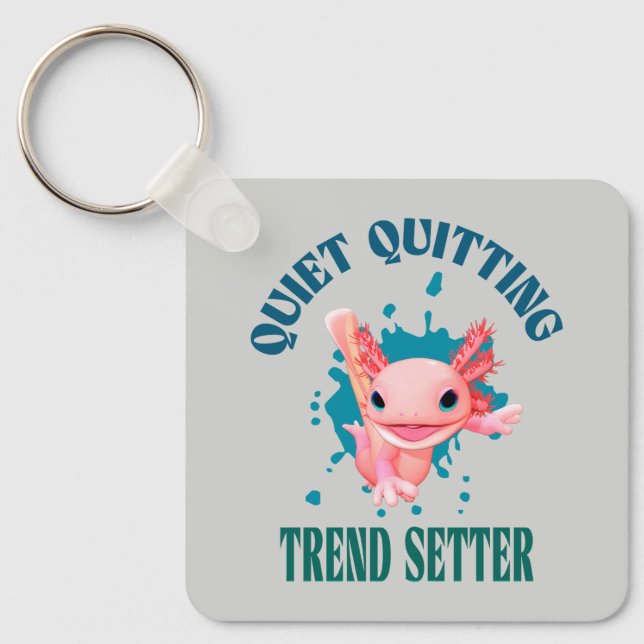 Rolig Rosa Axolotl Tyst Avhoppstrend Setterare Nyckelring (Framsida)
