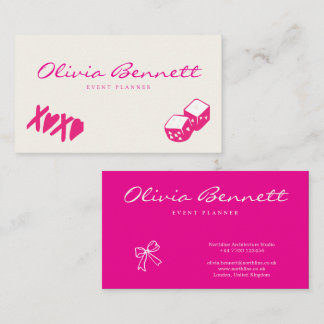 Rolig Rosa & Båge Evenemang Party Planner Företags Visitkort