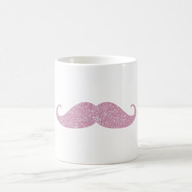 Rolig rosa Bling mustasch Kaffemugg (Center)