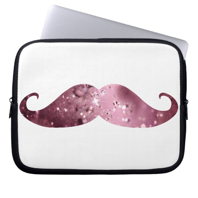 Rolig rosa Bling mustasch Laptop Sleeve (Framsidan)