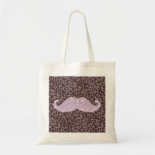 Rolig rosa Bling mustasch och djurt tryckmönster Tygkasse
