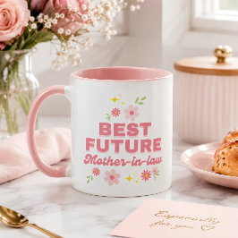 Rolig Rosa Blommig Bästa Blivande Svärmor Mugg