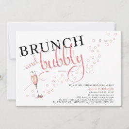 Rolig rosa brunch och bubblig champagne bröllopsfe inbjudningar
