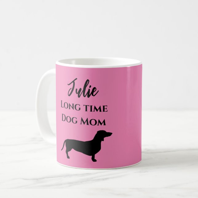 Rolig Rosa Dackel Hundmamma Kaffemug Kaffemugg (Framsida vänster)