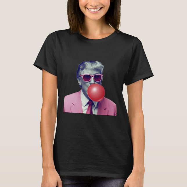 Rolig Rosa Donald Trump Bubble Gum Yum Tee  (Framsida)