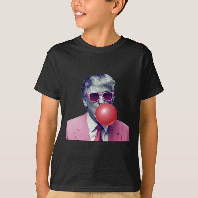 Rolig Rosa Donald Trump Bubble Tuggummi Yum Tee  (Framsida)