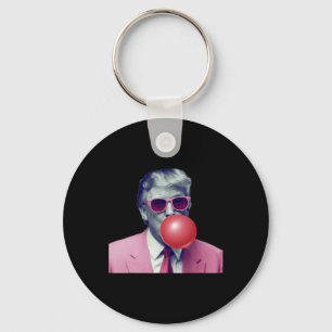 Rolig Rosa Donald Trump Bubble Tuggummi Yum Tee Nyckelring
