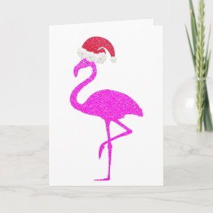 Rolig rosa flamingo Santa Hatt Jul Chrismukka Helgkort