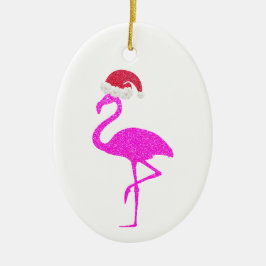 Rolig rosa flamingo Santa Hatt Jul Chrismukka Julgransprydnad Keramik