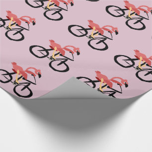 Rolig rosa Flamingofågel på cykeln Presentpapper