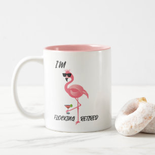 Rolig Rosa Flamingoflock Pensionär Kaffemugg