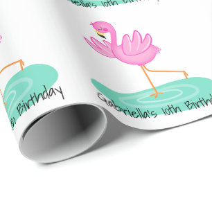 Rolig rosa Flamingofödelsedag Presentpapper