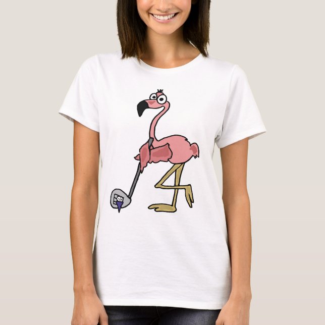 Rolig rosa Flamingogolfspelkonst T-shirt (Framsida)