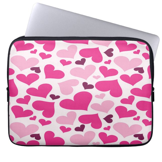 Rolig rosa hjärtamönsterlaptop sleeve (Framsidan)